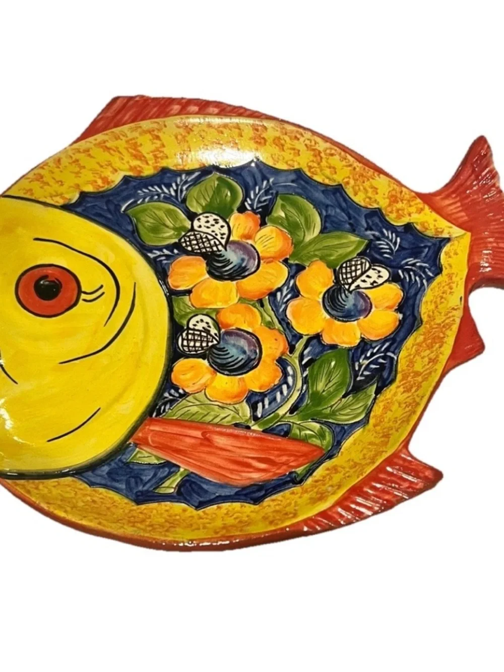 Vintage Art Pottery Portugal Fish Plate Trinket Dish Handpainted Art